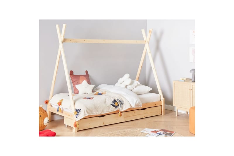 Barnsäng med lådor Devay - Ljus trä - Barn & bebis - Barnmöbler - Barnsäng & juniorsäng - Hussäng