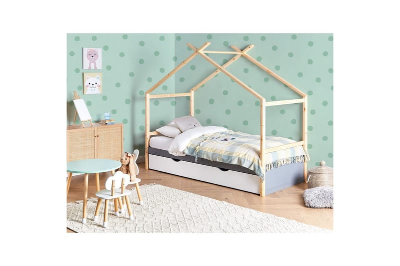 Barnsäng Orgeval - Grå, ljust trä, vit - Barn & bebis - Barnmöbler - Barnsäng & juniorsäng - Hussäng