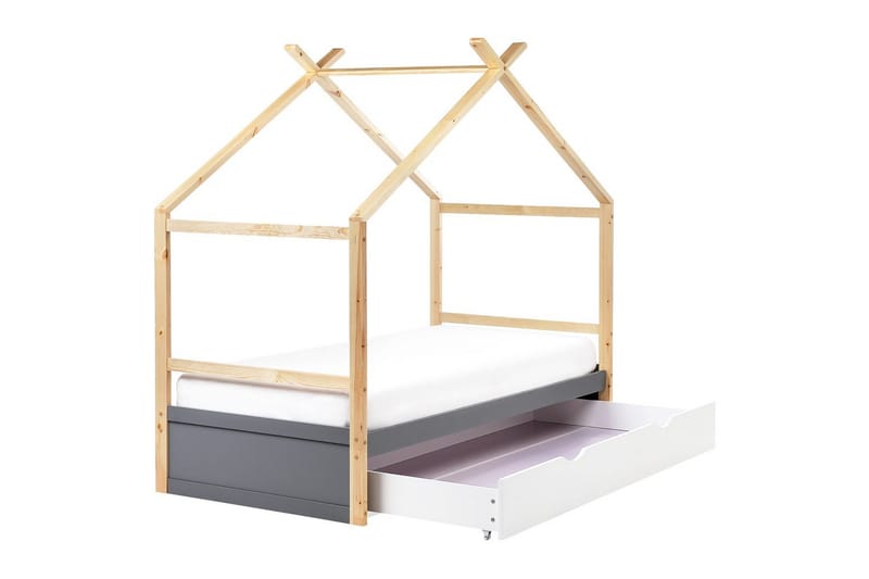 Barnsäng Orgeval - Grå, ljust trä, vit - Barn & bebis - Barnmöbler - Barnsäng & juniorsäng - Hussäng