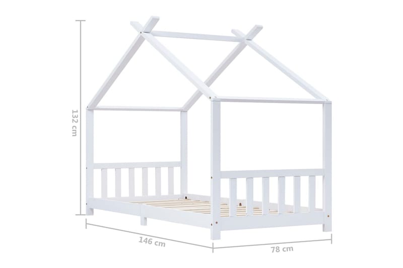 Barnsäng vit massiv furu 70x140 cm - Vit - Barnsäng & juniorsäng - Barnrum - Enkelsäng barn