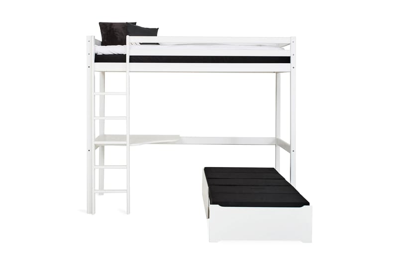 BASIC Säng 90x200 Hög m Hörnskiva och Lounge Vit - Barnsäng & juniorsäng - Barnrum