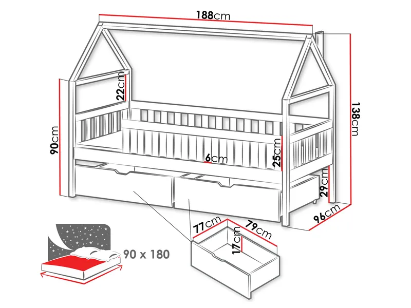 Claven Hussäng 96x188 cm - Beige - Barn & bebis - Barnmöbler - Barnsäng & juniorsäng - Hussäng