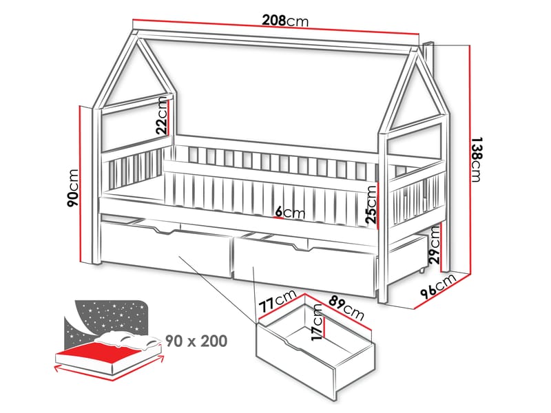 Claven Hussäng 96x208 cm - Beige - Barn & bebis - Barnmöbler - Barnsäng & juniorsäng - Hussäng