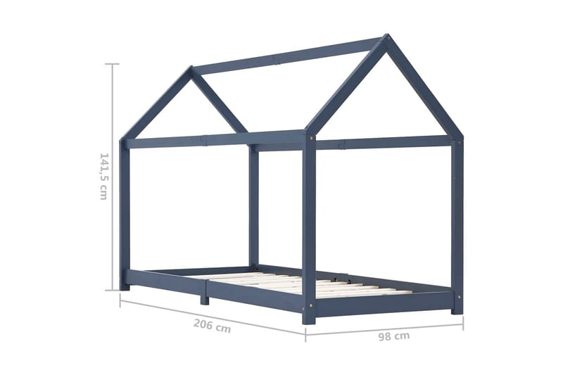 Barnsäng grå massiv furu 90x200 cm - Grå - Barnsäng & juniorsäng - Barnrum - Enkelsäng barn