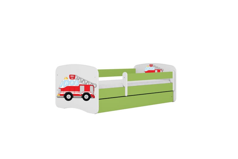 Brandbil Barnsäng 140x70 cm med Madrass Grön - Barn & bebis - Barnmöbler - Barnsäng & juniorsäng - Enkelsäng barn