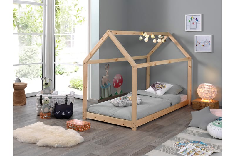 DOREINA Himmelsäng 90x200 Trä/Natur - Natur - Barn & bebis - Barnmöbler - Barnsäng & juniorsäng - Hussäng