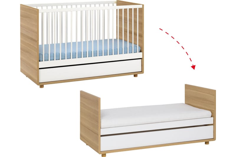 EVOLVE Spjälsäng 70x140 cm Trä/Natur - Ek - Barn & bebis - Barnmöbler - Barnsäng & juniorsäng