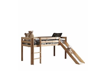 Halvhög Säng med gardin och rutschkana Pino Naturlig, Dino - Naturlig, Dino - Barn & bebis - Barnmöbler - Barnsäng & juniorsäng - Hussäng