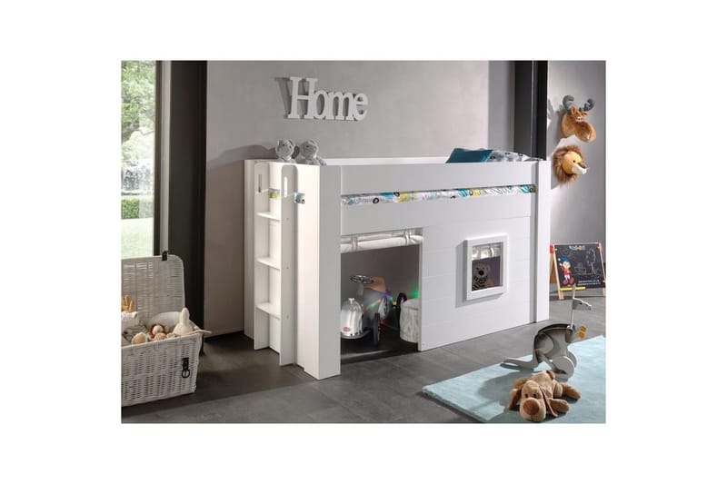 Halvhöjdssäng med Gardiner Noah - Barn & bebis - Barnmöbler - Barnsäng & juniorsäng - Hussäng