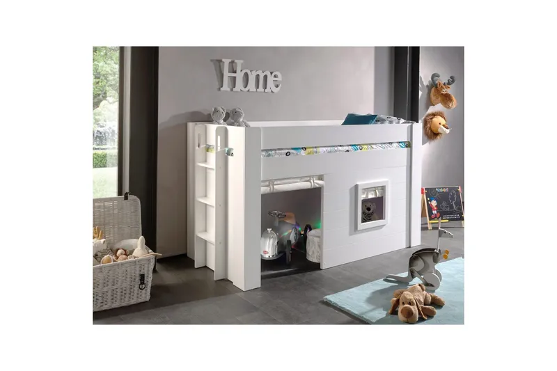 Halvhöjdssäng med Gardiner Noah - Barn & bebis - Barnmöbler - Barnsäng & juniorsäng - Hussäng