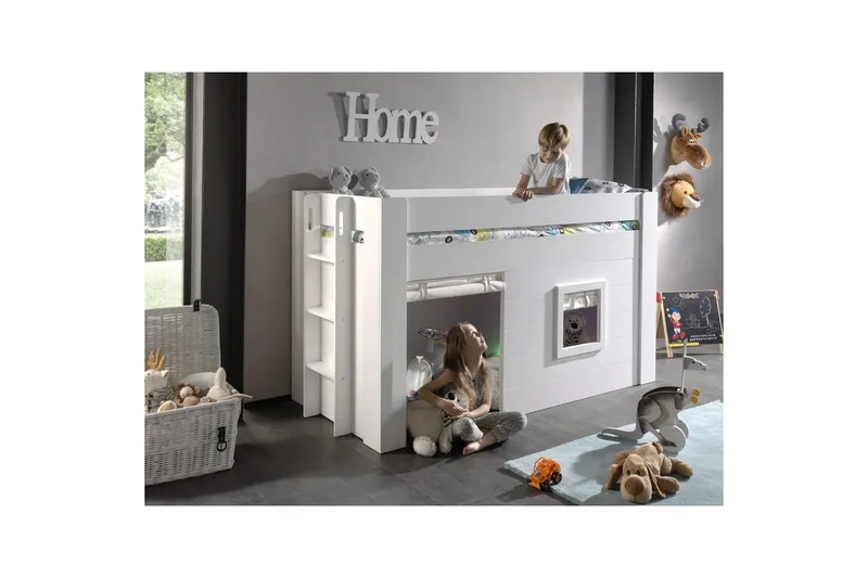 Halvhöjdssäng med Gardiner Noah - Barn & bebis - Barnmöbler - Barnsäng & juniorsäng - Hussäng