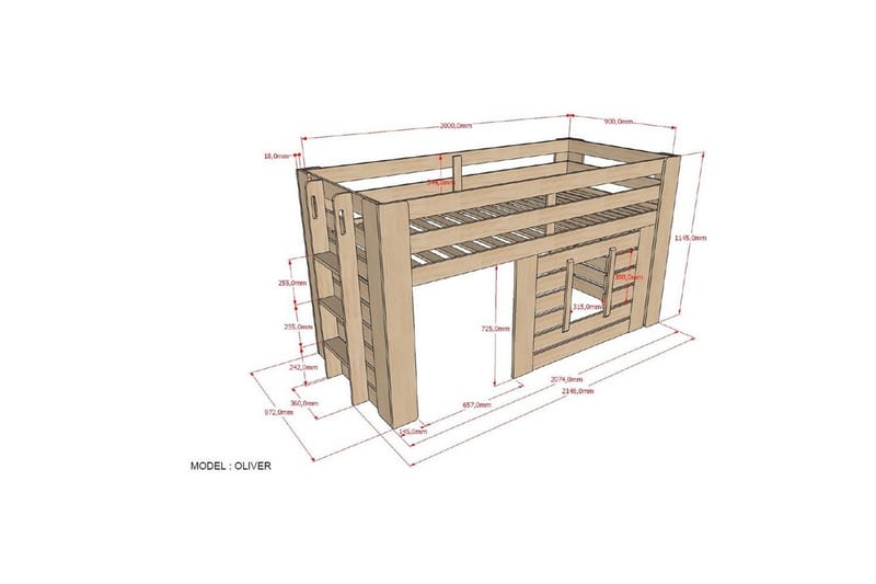 Halvhöjdssäng Oliver - Barn & bebis - Barnmöbler - Barnsäng & juniorsäng