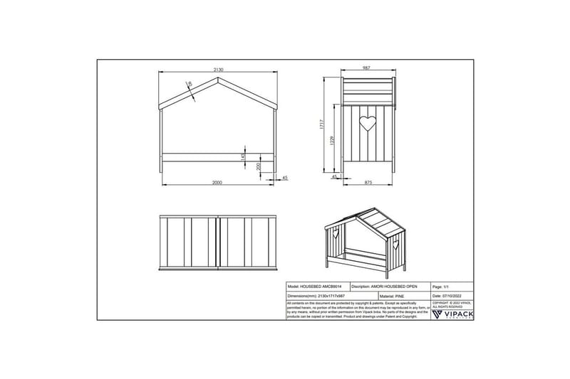 Hussäng Amori 90 x 200 cm White - Barn & bebis - Barnmöbler - Barnsäng & juniorsäng - Hussäng