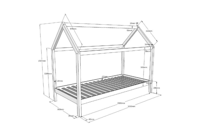 Hussäng Dallas 90x200 cm Vit - Vit - Barn & bebis - Barnmöbler - Barnsäng & juniorsäng