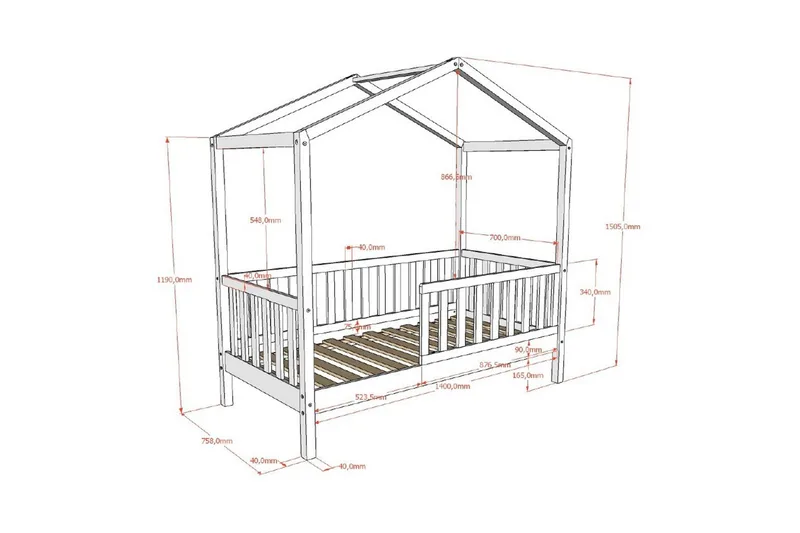 Hussäng för Småbarn Dallas 70x140 cm Naturlig - Naturlig - Barn & bebis - Barnmöbler - Barnsäng & juniorsäng