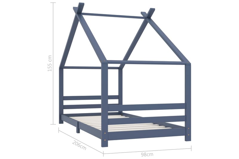 Hussäng grå massiv furu 90x200 cm - Grå - Barn & bebis - Barnmöbler - Barnsäng & juniorsäng - Hussäng