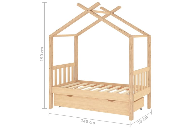 Hussäng med låda massiv furu 70x140 cm - Brun - Barn & bebis - Barnmöbler - Barnsäng & juniorsäng - Hussäng