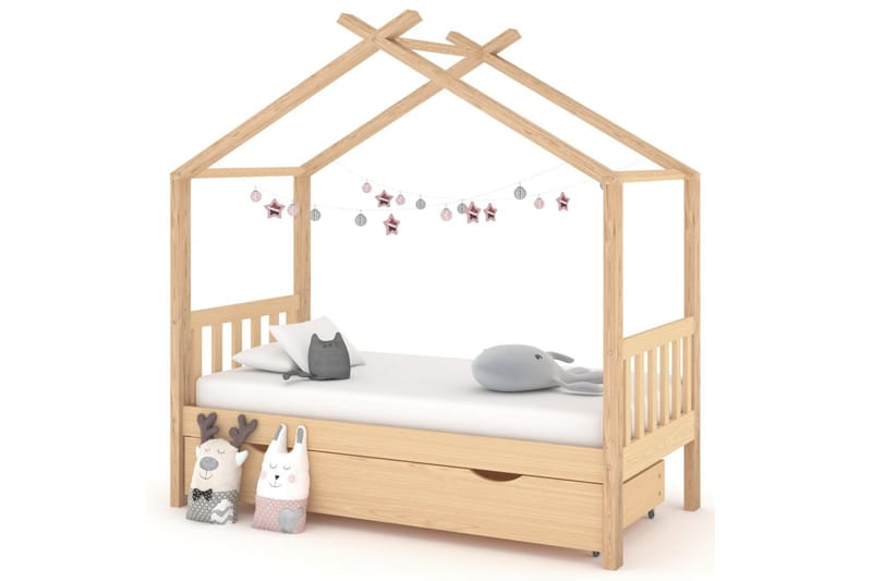 Hussäng med låda massiv furu 80x160 cm - Brun - Barn & bebis - Barnmöbler - Barnsäng & juniorsäng - Hussäng