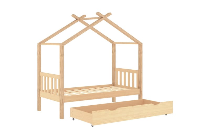 Hussäng med låda massiv furu 80x160 cm - Brun - Barn & bebis - Barnmöbler - Barnsäng & juniorsäng - Hussäng