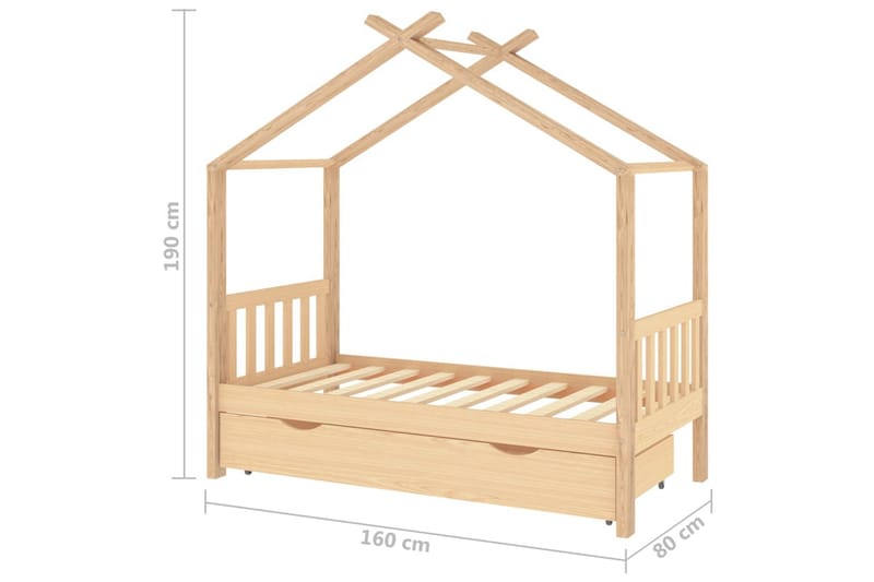 Hussäng med låda massiv furu 80x160 cm - Brun - Barn & bebis - Barnmöbler - Barnsäng & juniorsäng - Hussäng
