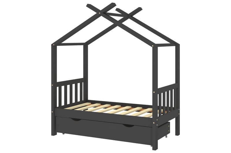 Hussäng med låda mörkgrå massiv furu 70x140 cm - Mörkgrå - Barn & bebis - Barnmöbler - Barnsäng & juniorsäng - Hussäng