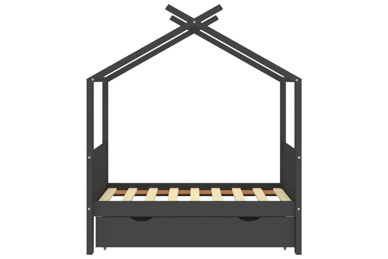 Hussäng med låda mörkgrå massiv furu 70x140 cm - Mörkgrå - Barn & bebis - Barnmöbler - Barnsäng & juniorsäng - Hussäng