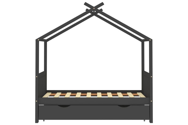 Hussäng med låda mörkgrå massiv furu 80x160 cm - Grå - Barn & bebis - Barnmöbler - Barnsäng & juniorsäng - Hussäng