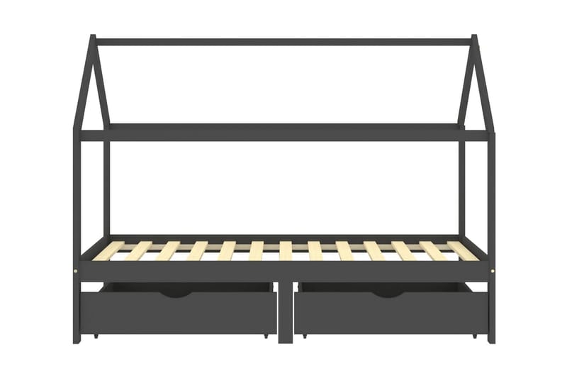 Hussäng med låda mörkgrå massiv furu 90x200 cm - Grå - Barn & bebis - Barnmöbler - Barnsäng & juniorsäng - Hussäng