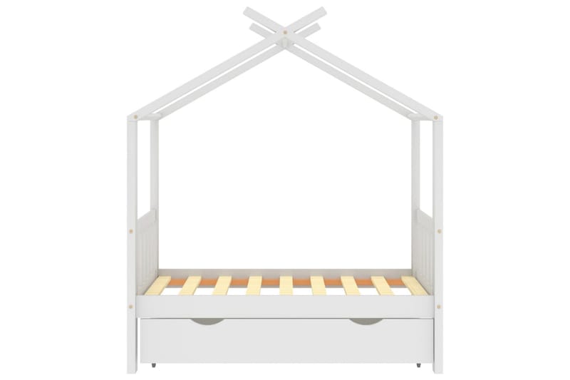Hussäng med låda vit massiv furu 70x140 cm - Vit - Barn & bebis - Barnmöbler - Barnsäng & juniorsäng - Hussäng