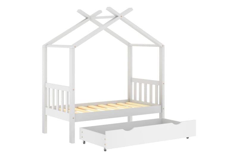 Hussäng med låda vit massiv furu 70x140 cm - Vit - Barn & bebis - Barnmöbler - Barnsäng & juniorsäng - Hussäng
