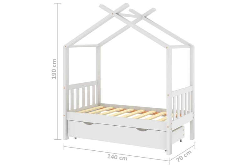 Hussäng med låda vit massiv furu 70x140 cm - Vit - Barn & bebis - Barnmöbler - Barnsäng & juniorsäng - Hussäng