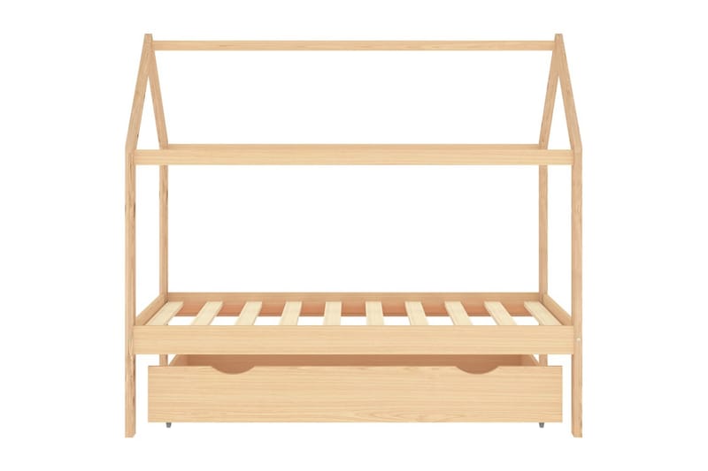 Hussäng med låda vit massiv furu 80x160 cm - Brun - Barn & bebis - Barnmöbler - Barnsäng & juniorsäng - Hussäng