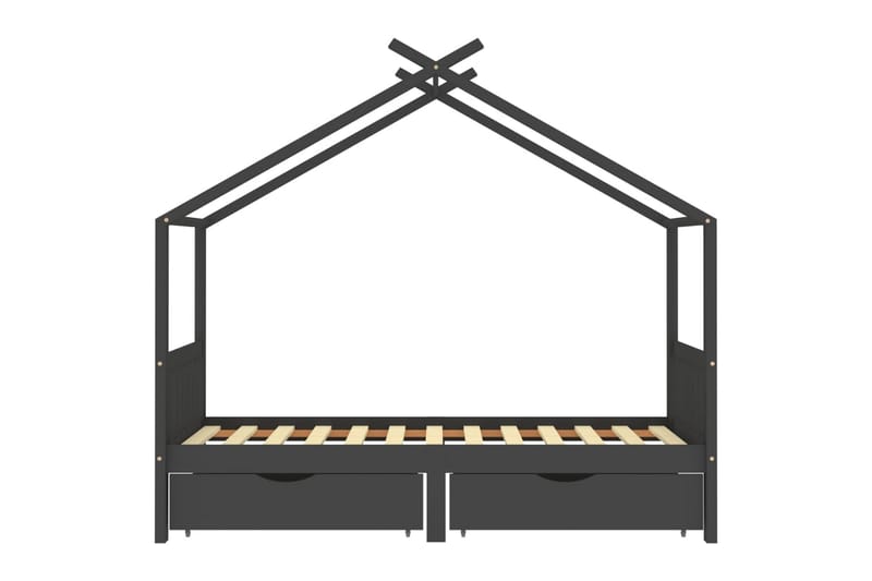 Hussäng med lådor mörkgrå massiv furu 90x200 cm - Grå - Barn & bebis - Barnmöbler - Barnsäng & juniorsäng - Hussäng