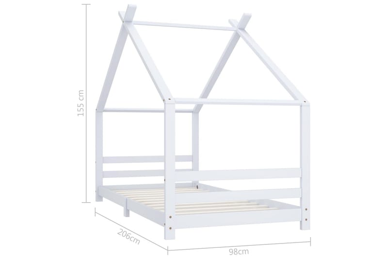 Hussäng vit massiv furu 90x200 cm - Vit - Barn & bebis - Barnmöbler - Barnsäng & juniorsäng - Hussäng