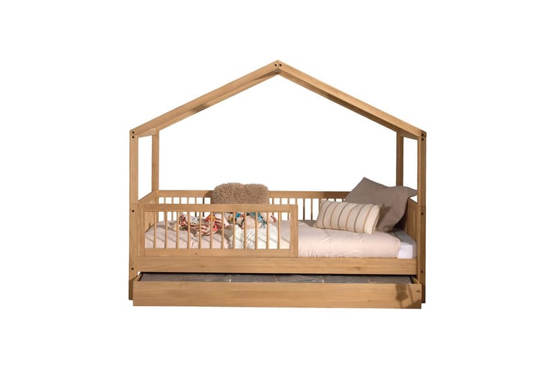 Hussäng med låda och säkerhetsräcke Forrest Ek - Ek - Barn & bebis - Barnmöbler - Barnsäng & juniorsäng - Hussäng