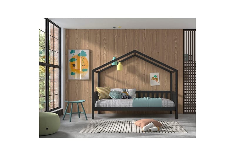 Hussäng med staket Dallas 90x200 cm Antracit - Antracit - Barn & bebis - Barnmöbler - Barnsäng & juniorsäng