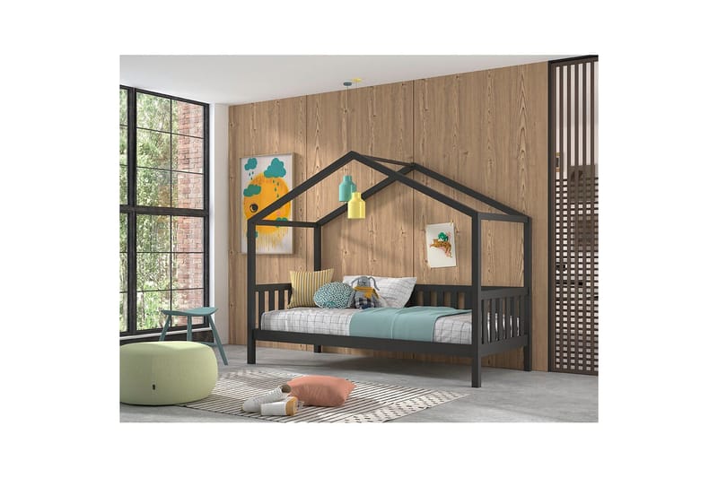 Hussäng med staket Dallas 90x200 cm Antracit - Antracit - Barn & bebis - Barnmöbler - Barnsäng & juniorsäng