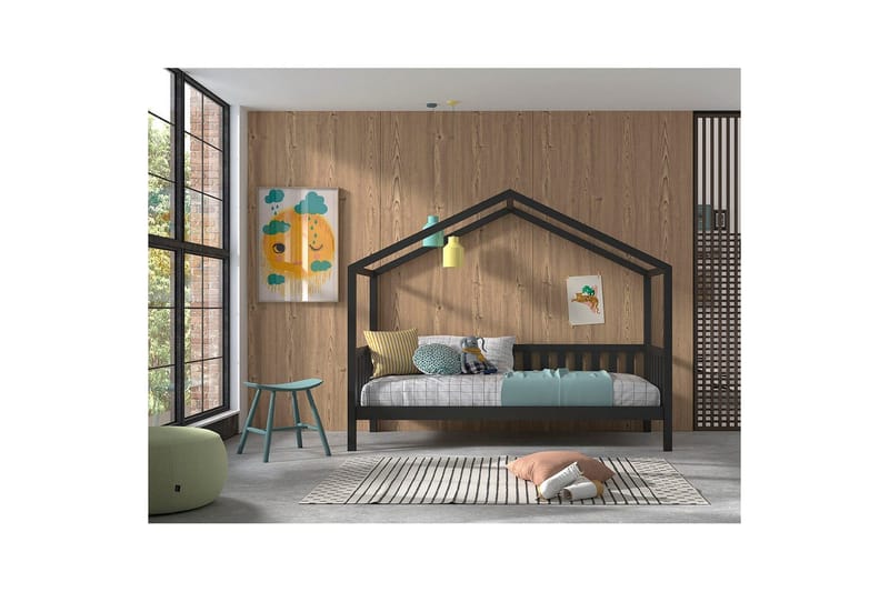 Hussäng med staket Dallas 90x200 cm Antracit - Antracit - Barn & bebis - Barnmöbler - Barnsäng & juniorsäng