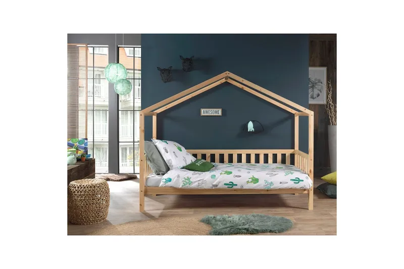 Hussäng med staket Dallas 90x200 cm Naturlig - Naturlig - Barn & bebis - Barnmöbler - Barnsäng & juniorsäng