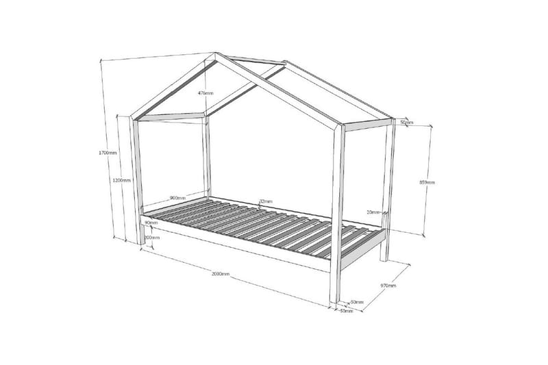 Hussäng med textilsats Dallas 90x200 cm Naturlig, Utan staket, Utan låda - Naturlig, Utan staket, Utan låda - Barn & bebis - Barnmöbler - Barnsäng & juniorsäng - Hussäng