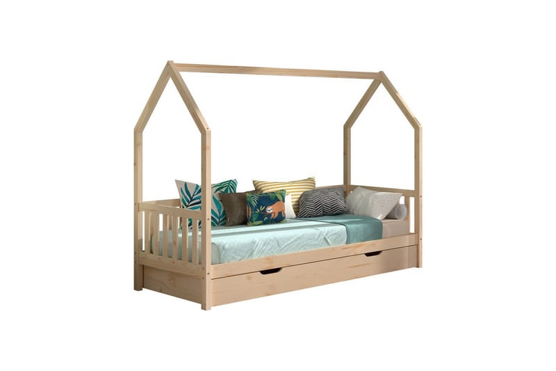 Hussäng med undersäng Cabane 90x200 cm Naturlig - Naturlig - Barn & bebis - Barnmöbler - Barnsäng & juniorsäng