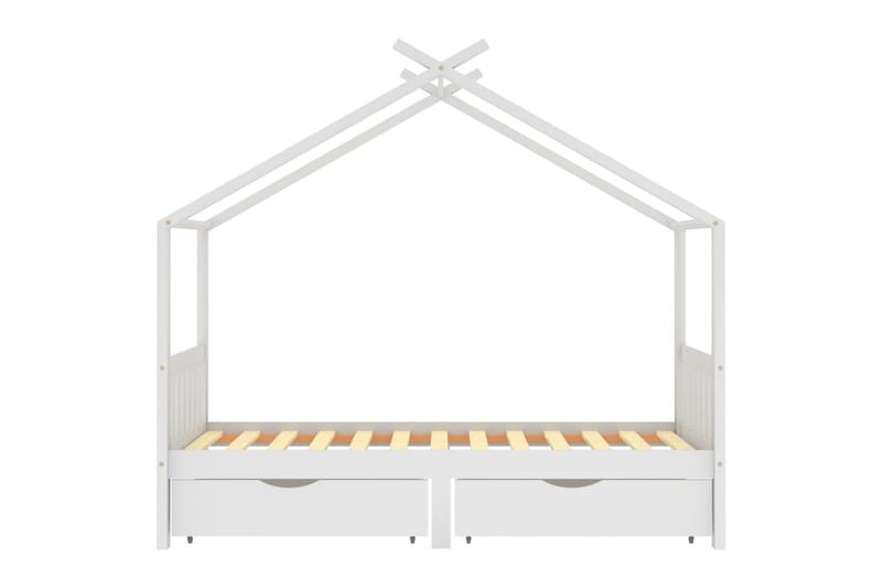 Sängram med lådor vit massiv furu 90x200 cm - Vit - Barn & bebis - Barnmöbler - Barnsäng & juniorsäng - Hussäng