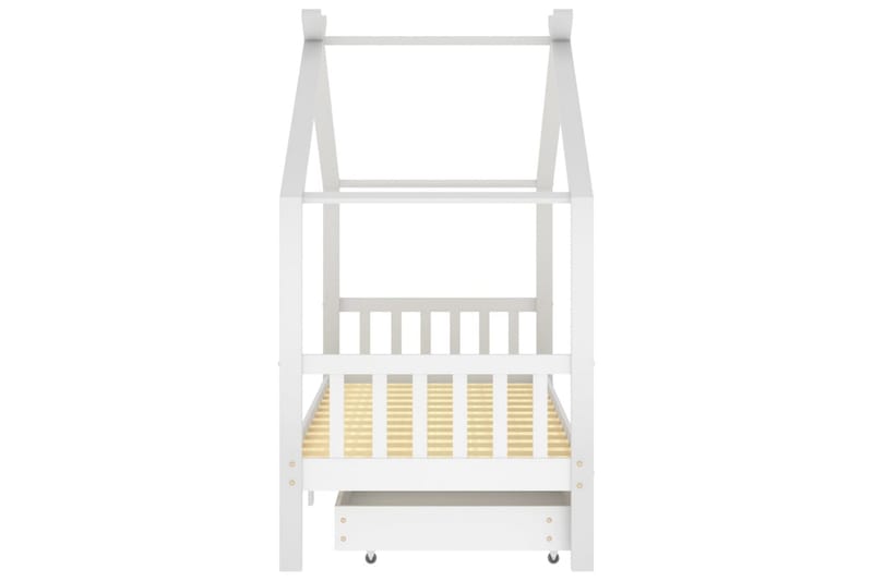 Sängram med lådor vit massiv furu 90x200 cm - Vit - Barn & bebis - Barnmöbler - Barnsäng & juniorsäng - Hussäng