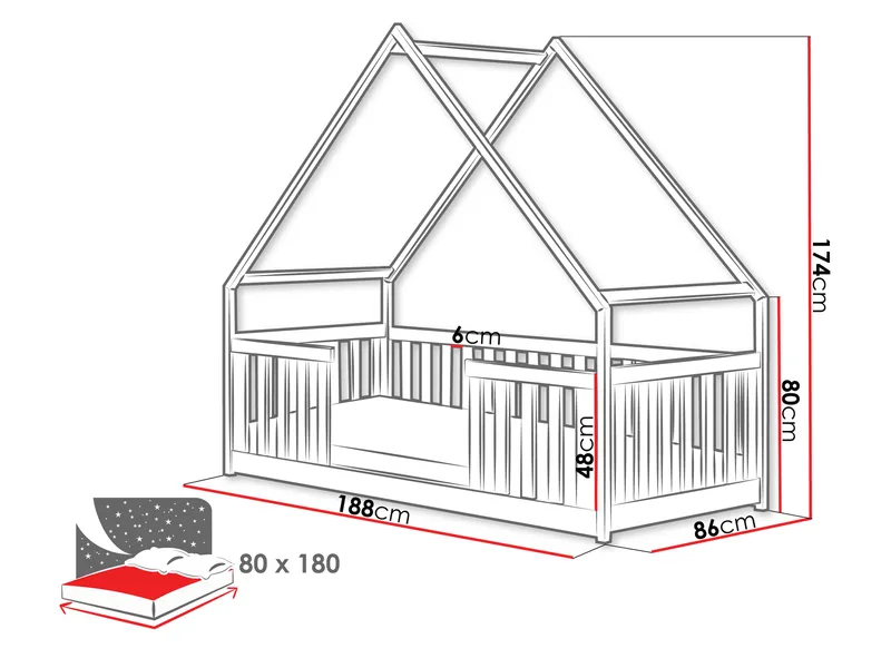 Jovricon Hussäng 86x188 cm - Beige - Barn & bebis - Barnmöbler - Barnsäng & juniorsäng - Hussäng