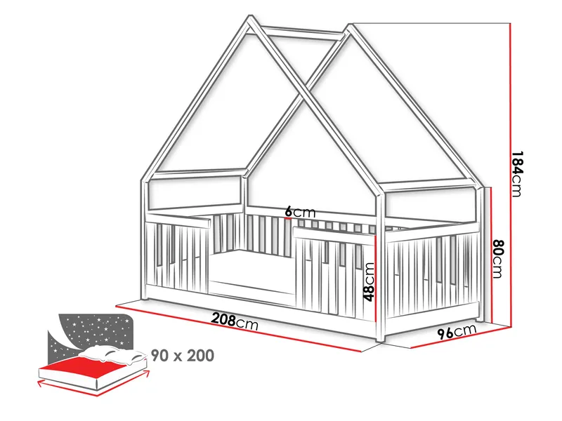 Jovricon Hussäng 96x208 cm - Beige - Barn & bebis - Barnmöbler - Barnsäng & juniorsäng - Hussäng