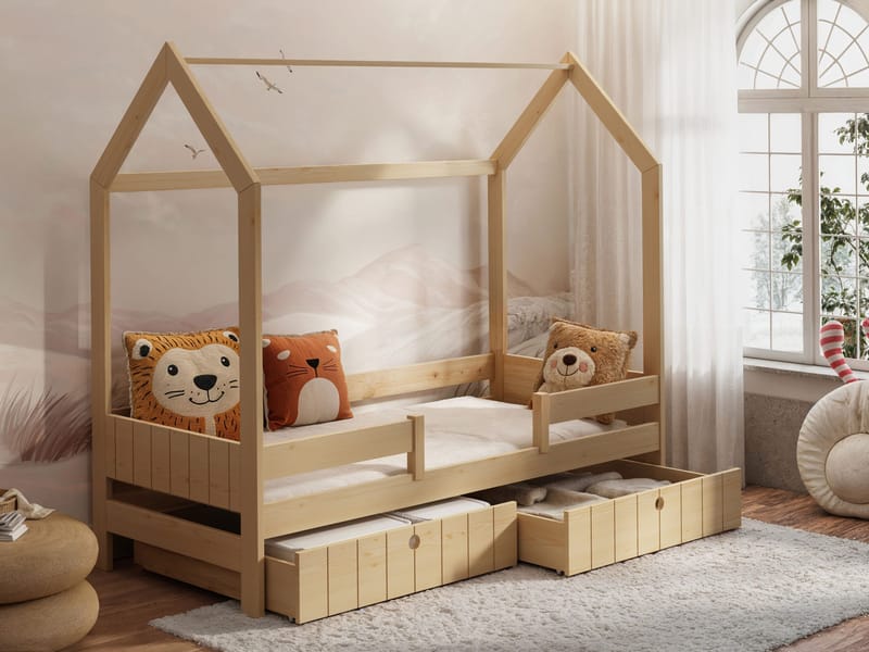Kagetaka Sängram Hussäng 90x200 cm med förvaring - Brun - Barn & bebis - Barnmöbler - Barnsäng & juniorsäng - Hussäng