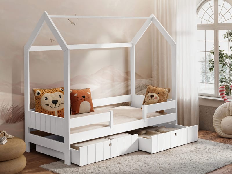Kagetaka Sängram Hussäng 90x200 cm med förvaring - Vit - Barn & bebis - Barnmöbler - Barnsäng & juniorsäng - Hussäng