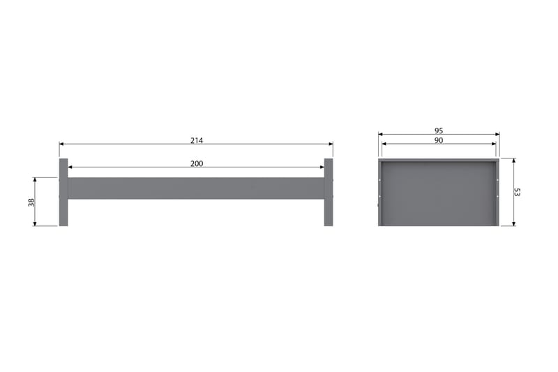 KAJE Säng med Förvaring 95x214 cm Grå - Grå - Barnsäng & juniorsäng - Barnsäng med förvaring - Barnrum