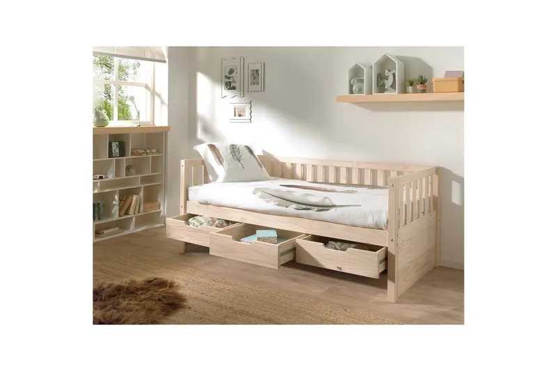 Koj säng Fritz Naturlig, Med låda - Naturlig, Med låda - Barn & bebis - Barnmöbler - Barnsäng & juniorsäng