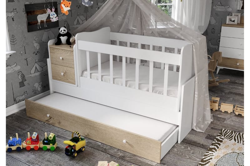 LISAHARA Spjälsäng Rektangulär Vit - Barn & bebis - Barnmöbler - Barnsäng & juniorsäng
